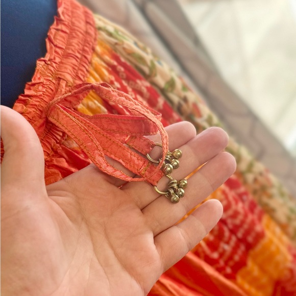 EUC Natural Boho Silk Blend Broomstick Peasant Maxi Skirt - Picture 9 of 12